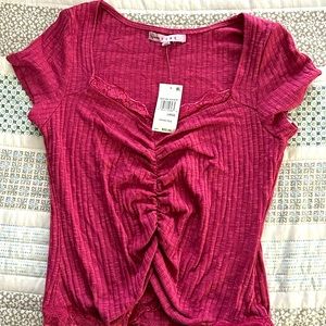 NEW WITH TAGS rose berry ruched tee